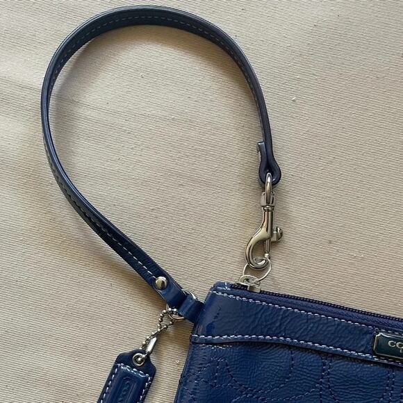 Coach Blue Leather Wristlet Wallet Bag - Picture 3 of 5